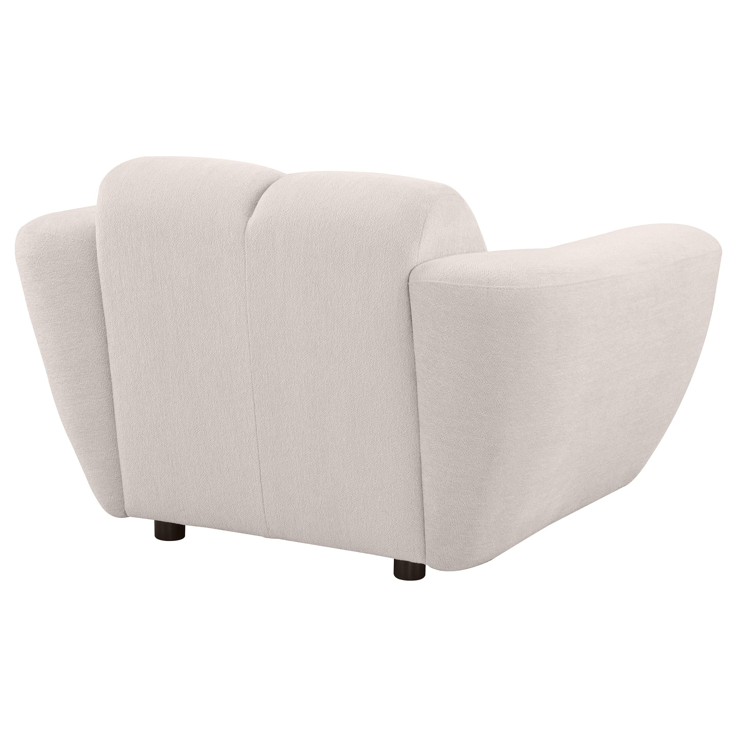 Destino Greige Chenille Upholstered Splayed Arm Accent Chair