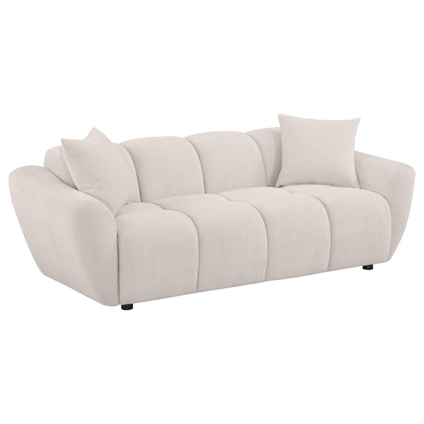 Destino Greige Chenille Upholstered Splayed Arm Sofa