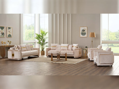Detroit Beige 5-Piece Living Room Set (2 Sofa & Loveseat & 2 Chair) from Furnia - Luna Furniture