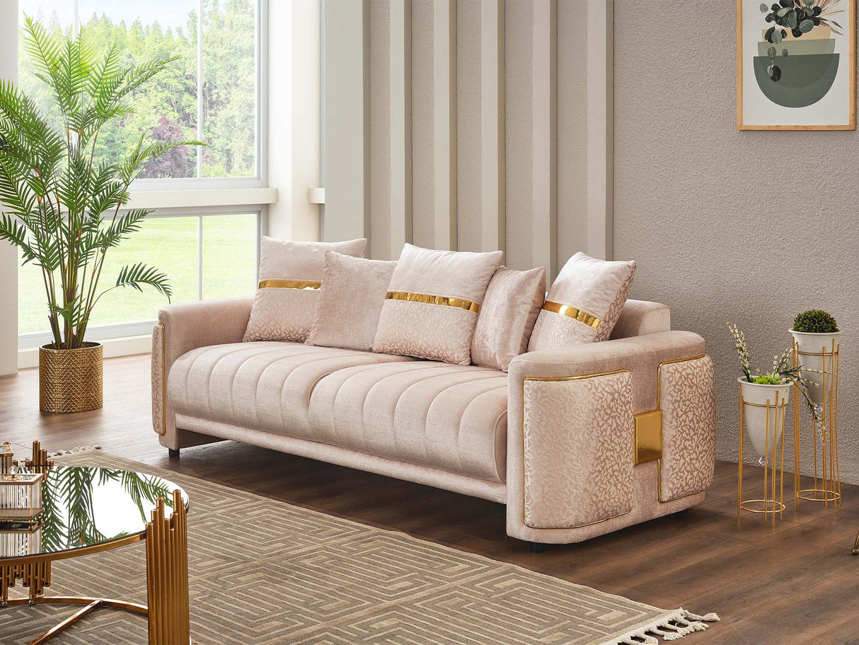 Detroit Beige 5-Piece Living Room Set (2 Sofa & Loveseat & 2 Chair) from Furnia - Luna Furniture