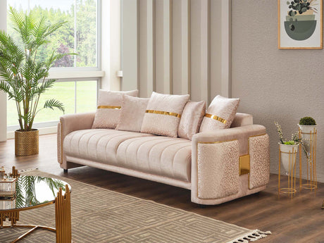 Detroit Beige 5-Piece Living Room Set (2 Sofa & Loveseat & 2 Chair) from Furnia - Luna Furniture
