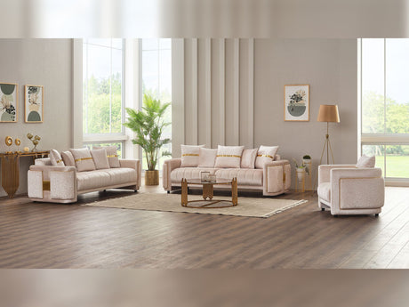 Detroit Beige 5-Piece Living Room Set (2 Sofa & Loveseat & 2 Chair) from Furnia - Luna Furniture