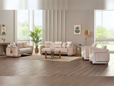 Detroit Beige 5-Piece Living Room Set (2 Sofa & Loveseat & 2 Chair) from Furnia - Luna Furniture