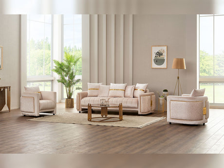 Detroit Beige 5-Piece Living Room Set (2 Sofa & Loveseat & 2 Chair) from Furnia - Luna Furniture
