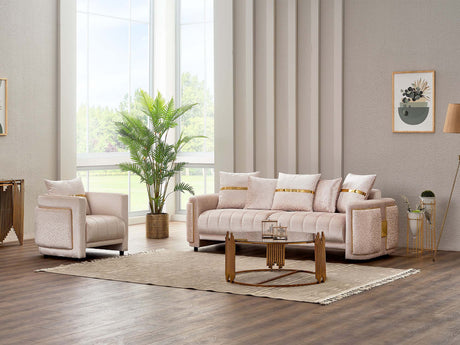Detroit Beige 5-Piece Living Room Set (2 Sofa & Loveseat & 2 Chair) from Furnia - Luna Furniture