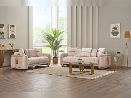 Detroit Beige 5-Piece Living Room Set (2 Sofa & Loveseat & 2 Chair) from Furnia - Luna Furniture