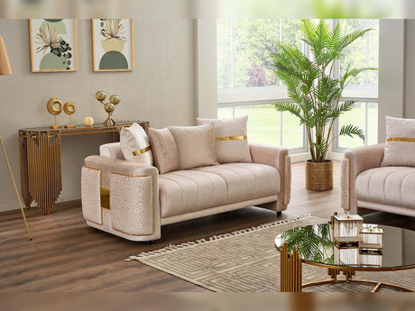 Detroit Beige 5-Piece Living Room Set (2 Sofa & Loveseat & 2 Chair) from Furnia - Luna Furniture