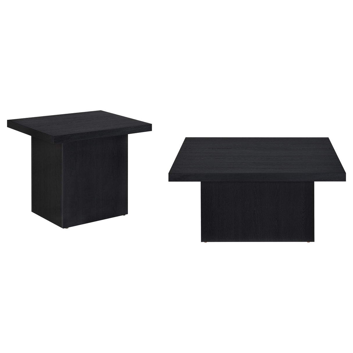 Devar Black 2-Piece Square Cocktail Coffee End Table Set from Coaster - Luna Furniture