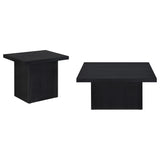 Devar Black 2-Piece Square Cocktail Coffee End Table Set from Coaster - Luna Furniture