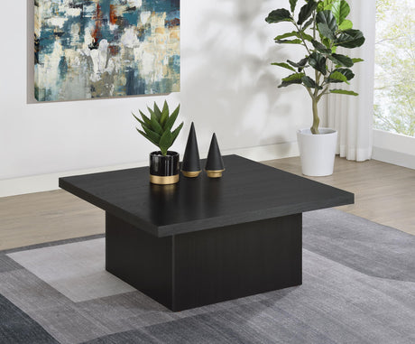 Devar Black Square Engineered Wood Cocktail Coffee Table from Coaster - Luna Furniture