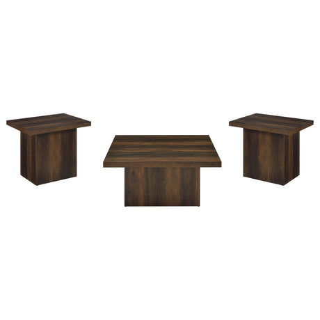 Devar Dark Pine 3-Piece Square Coffee and End Table Set from Coaster - Luna Furniture