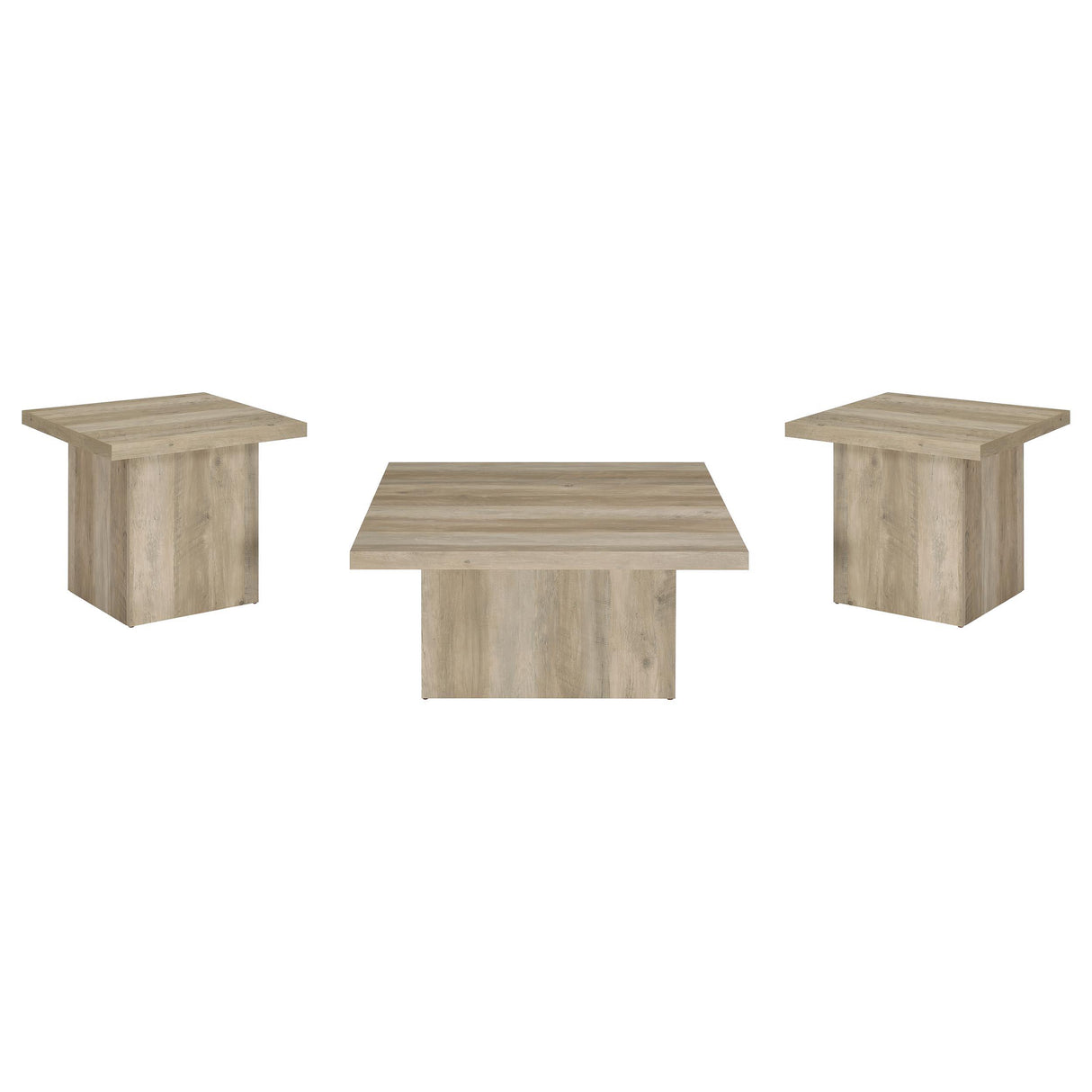 Devar Distressed Pine 3-Piece Square Coffee End Table Set from Coaster - Luna Furniture