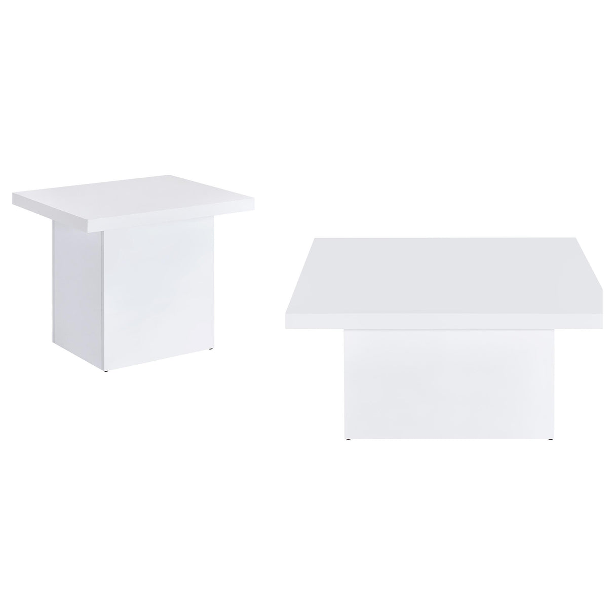 Devar White High Gloss 2-Piece Square Coffee End Table Set from Coaster - Luna Furniture