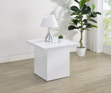 Devar White High Gloss Square Engineered Wood Side End Table from Coaster - Luna Furniture