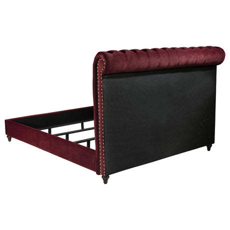 Devon Wine Red and Dark Oak 4-Piece Eastern King Bedroom Set from Coaster - Luna Furniture