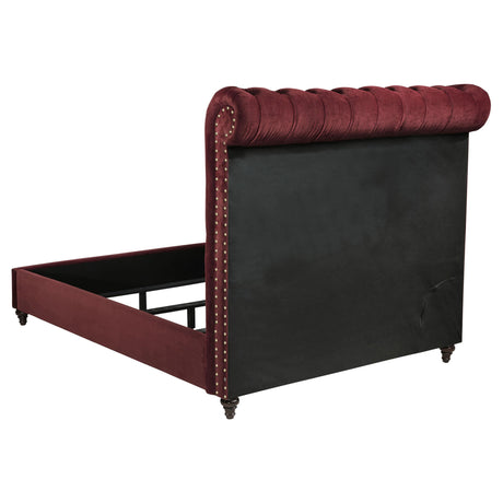 Devon Wine Red and Dark Oak 4-Piece Full Bedroom Set from Coaster - Luna Furniture