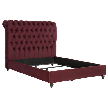 Devon Wine Red and Dark Oak 5-Piece Queen Bedroom Set from Coaster - Luna Furniture