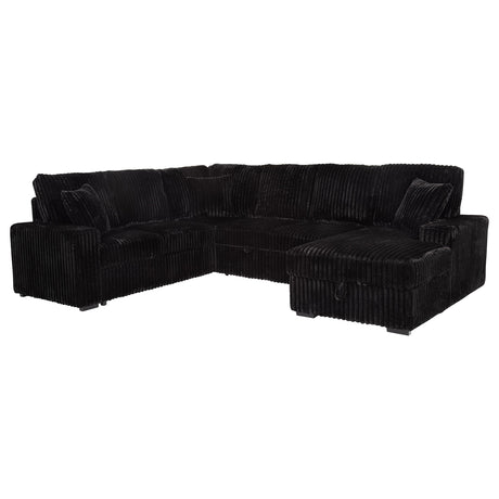 Devonshire Black Sleeper Sectional Sofa with Storage Chaise from Coaster - Luna Furniture