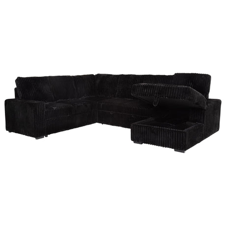 Devonshire Black Sleeper Sectional Sofa with Storage Chaise from Coaster - Luna Furniture