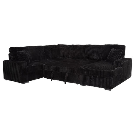 Devonshire Black Sleeper Sectional Sofa with Storage Chaise from Coaster - Luna Furniture