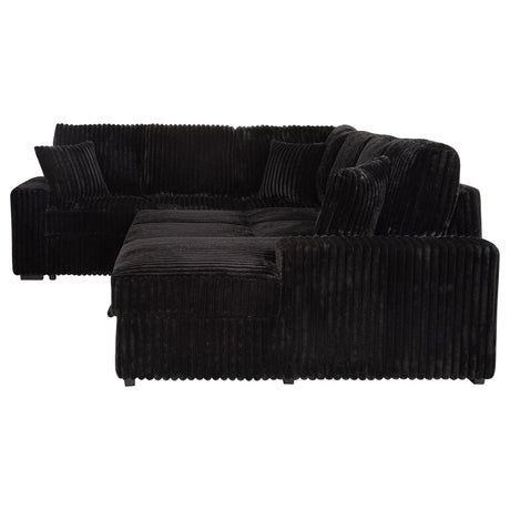 Devonshire Black Sleeper Sectional Sofa with Storage Chaise from Coaster - Luna Furniture