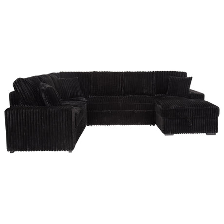 Devonshire Black Sleeper Sectional Sofa with Storage Chaise from Coaster - Luna Furniture