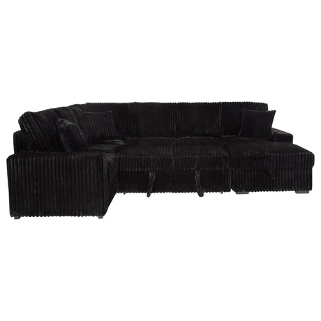 Devonshire Black Sleeper Sectional Sofa with Storage Chaise from Coaster - Luna Furniture