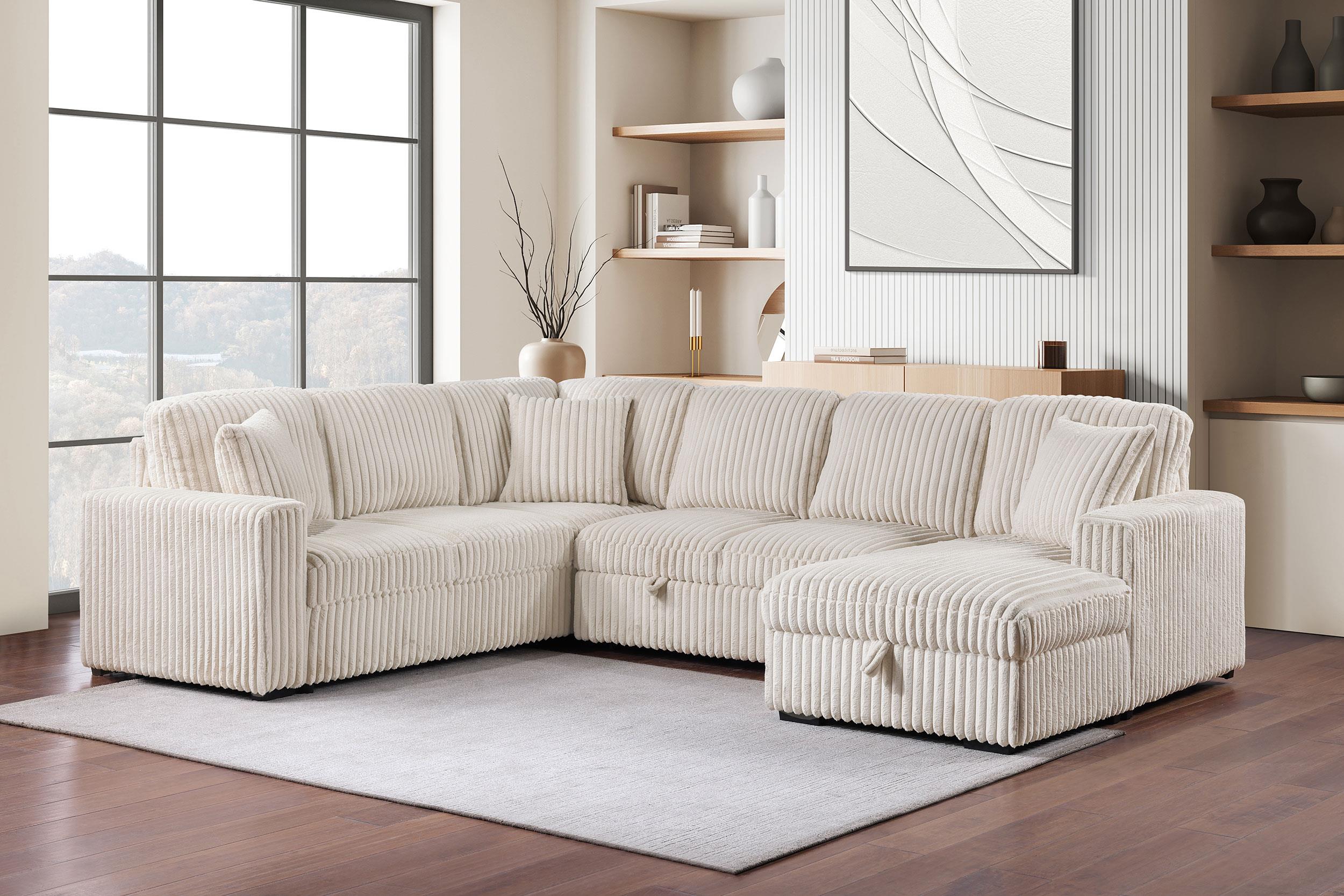Devonshire Camel Sleeper Sectional Sofa Storage Chaise – Luna