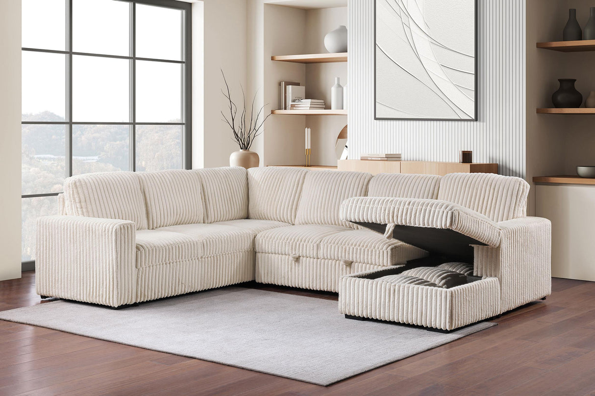 Devonshire Camel Sleeper Sectional Sofa Storage Chaise from Coaster - Luna Furniture