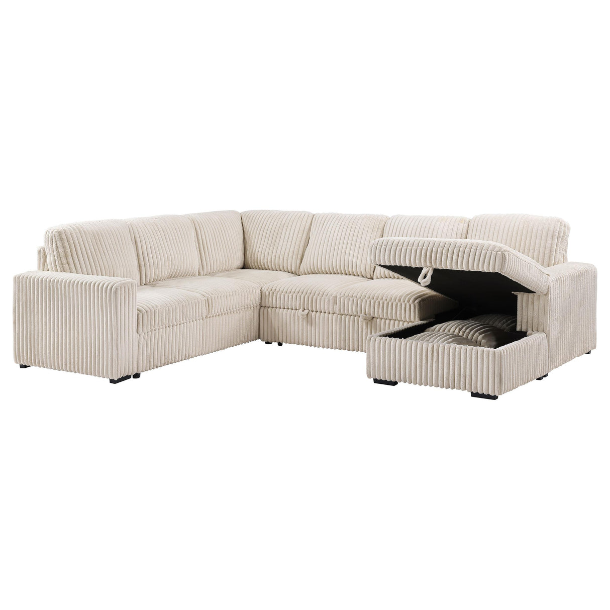 Devonshire Camel Sleeper Sectional Sofa Storage Chaise from Coaster - Luna Furniture