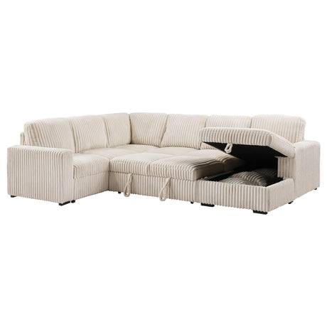 Devonshire Camel Sleeper Sectional Sofa Storage Chaise from Coaster - Luna Furniture