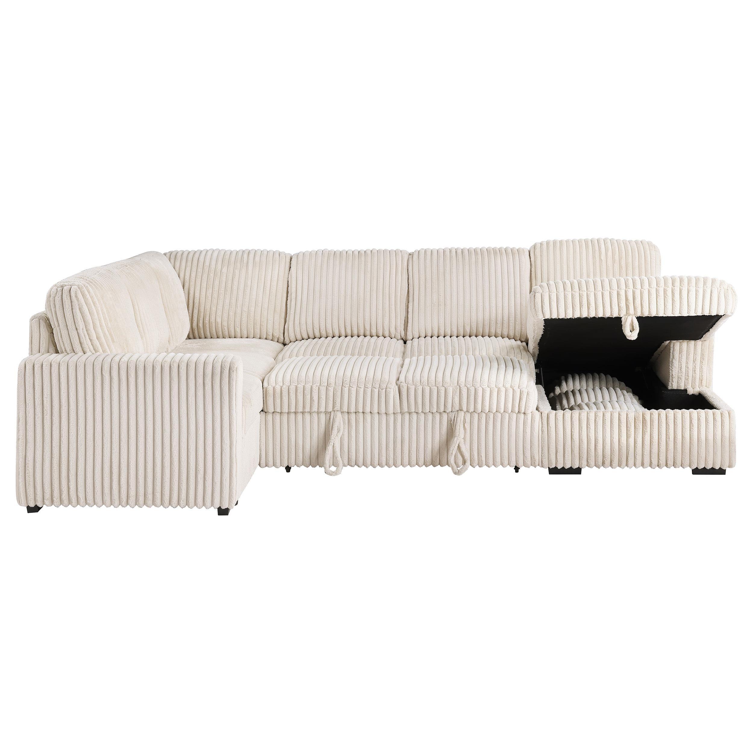 Devonshire Camel Sleeper Sectional Sofa Storage Chaise – Luna