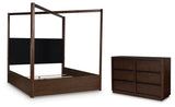 Dilenno California King Canopy Bed with Dresser in Dark Brown from Ashley - Luna Furniture