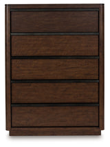 Dilenno California King Canopy Bed with Mirrored Dresser and Chest in Dark Brown from Ashley - Luna Furniture