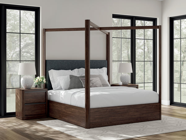 Dilenno Dark Brown King Canopy Bed