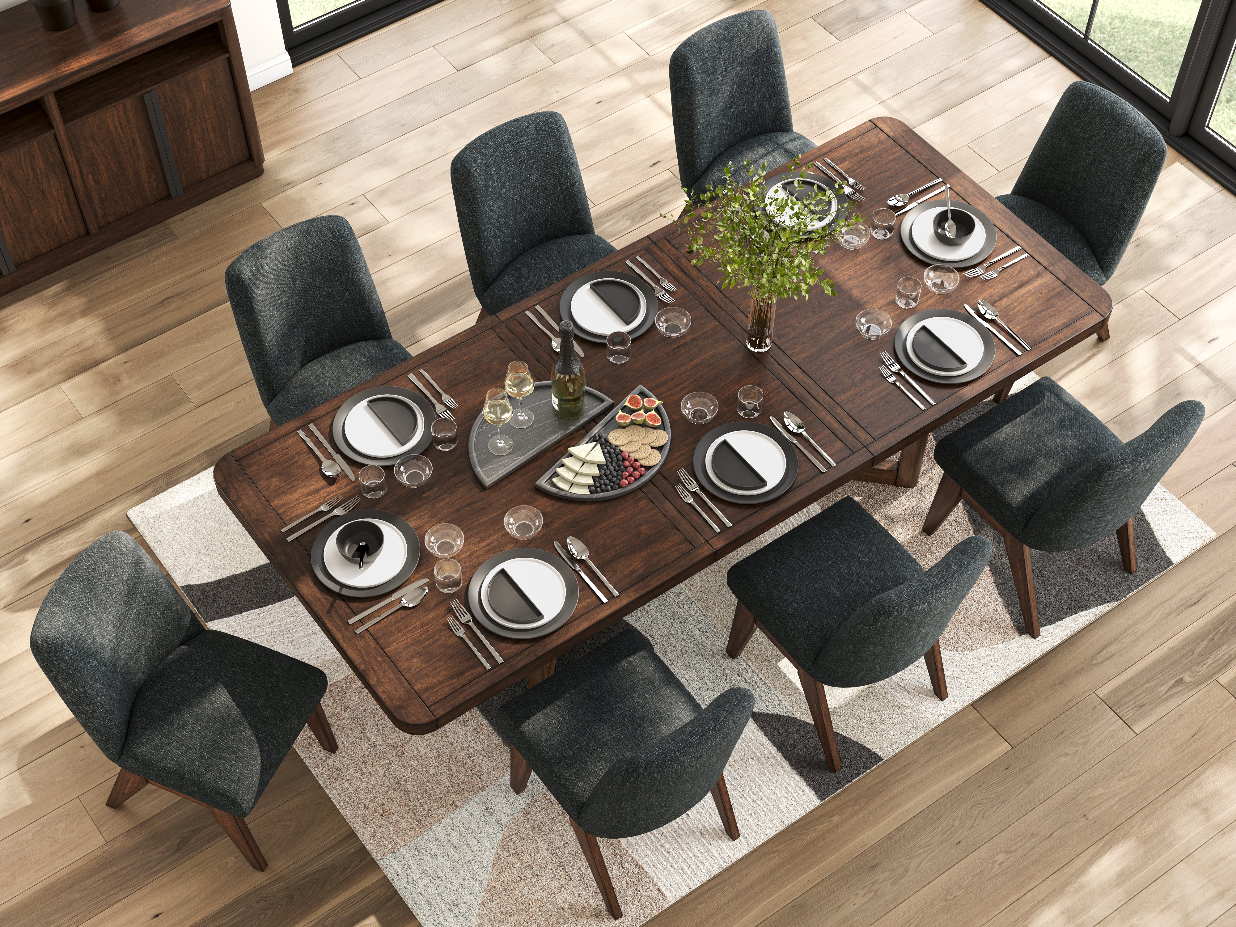 Dilenno Dining Table and 8 Chairs in Dark Brown – Luna Furniture