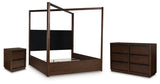Dilenno Queen Canopy Bed with Dresser and Nightstand in Dark Brown from Ashley - Luna Furniture