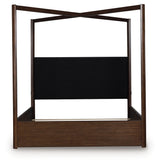 Dilenno Queen Canopy Bed with Mirrored Dresser and Nightstand in Dark Brown from Ashley Furniture - Luna Furniture