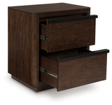 Dilenno Queen Canopy Bed with Mirrored Dresser and Nightstand in Dark Brown from Ashley Furniture - Luna Furniture