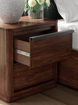 Dilenno Queen Canopy Bed with Mirrored Dresser and Nightstand in Dark Brown from Ashley Furniture - Luna Furniture