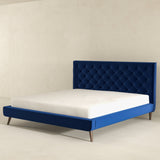 Dillon Velvet Platform Bed King / Blue from Ashcroft Furniture - Luna Furniture