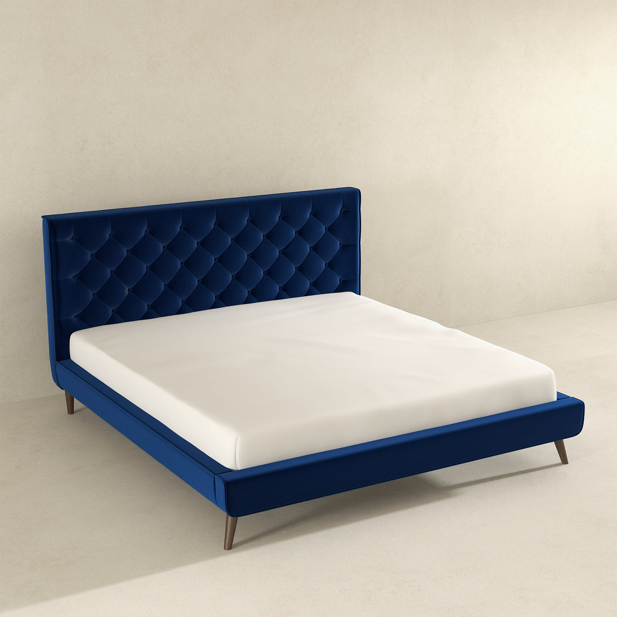 Dillon Velvet Platform Bed King / Blue from Ashcroft Furniture - Luna Furniture