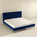 Dillon Velvet Platform Bed King / Blue from Ashcroft Furniture - Luna Furniture