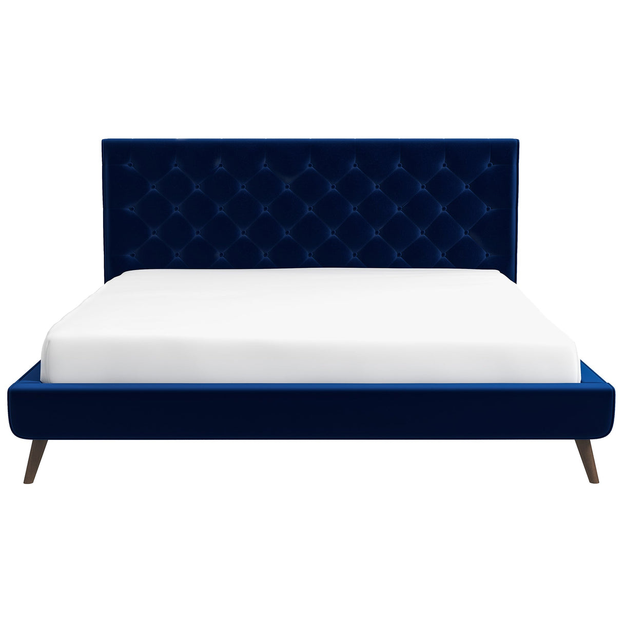 Dillon Velvet Platform Bed King / Blue from Ashcroft Furniture - Luna Furniture