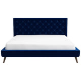 Dillon Velvet Platform Bed King / Blue from Ashcroft Furniture - Luna Furniture