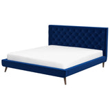 Dillon Velvet Platform Bed King / Blue from Ashcroft Furniture - Luna Furniture