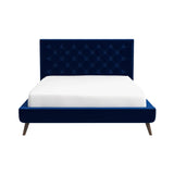 Dillon Velvet Platform Bed Queen / Blue from Ashcroft Furniture - Luna Furniture