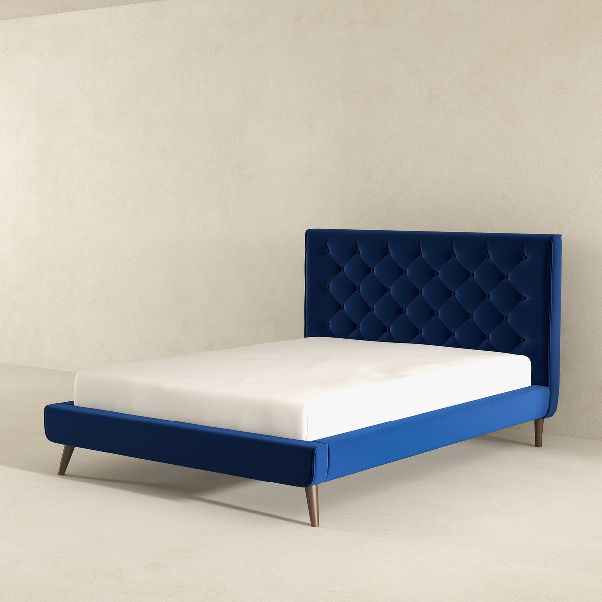 Dillon Velvet Platform Bed Queen / Blue from Ashcroft Furniture - Luna Furniture