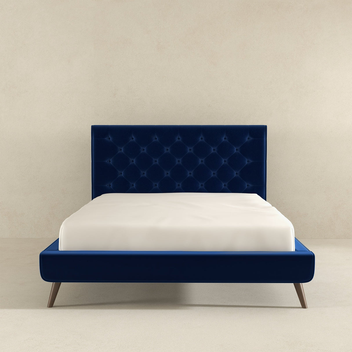 Dillon Velvet Platform Bed Queen / Blue from Ashcroft Furniture - Luna Furniture