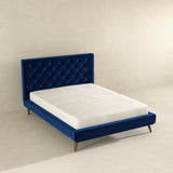 Dillon Velvet Platform Bed Queen / Blue from Ashcroft Furniture - Luna Furniture